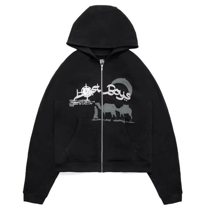 Y2K Rhinestone Cobweb Zip up Oversized Sweatshirt 2022 Autumn Goth Hoodie Men Women Grunge Hooded Jacket Streetwear Y2K Clothing